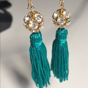 Moon & Lola Fringe Earrings with Rhinestone Balls